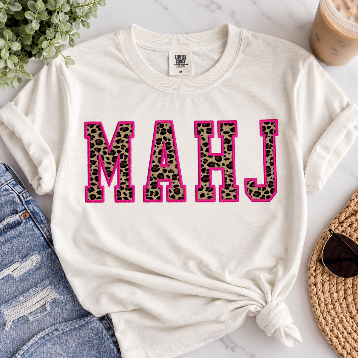 Leopard Print Mahj Embroidered Shirt