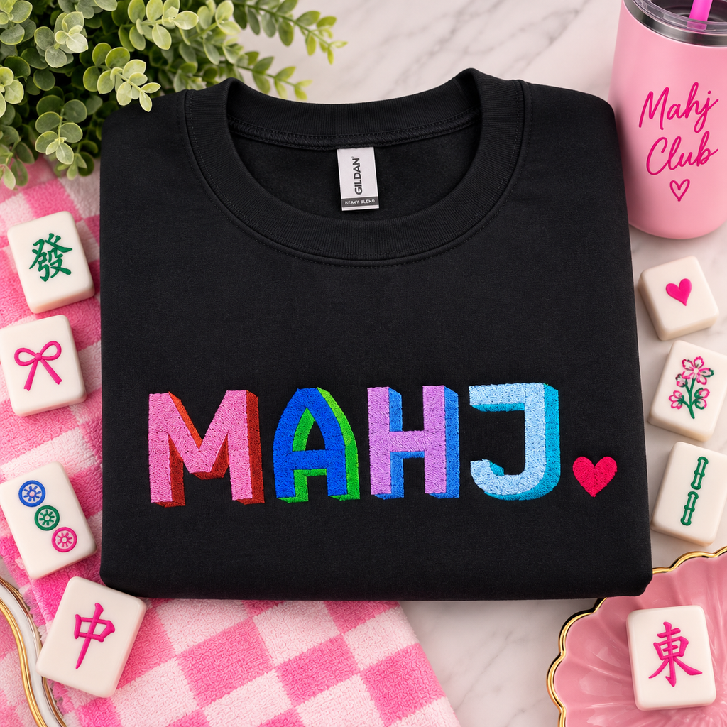 Colorful Mahjong Embroidered Sweatshirt