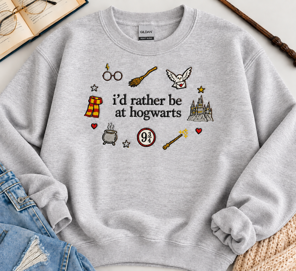 I’d Rather be at Hogwarts Embroidered Sweatshirt
