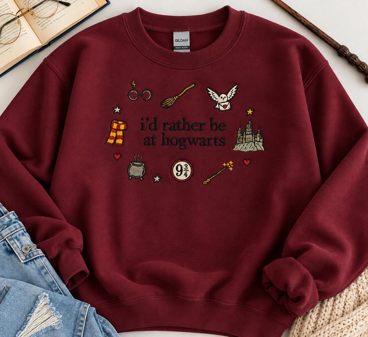 I’d Rather be at Hogwarts Embroidered Sweatshirt